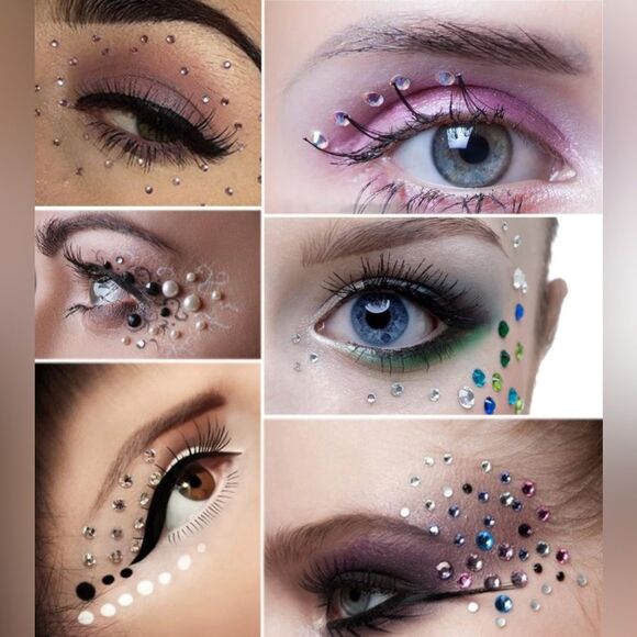 6 Sheets Face Gem Eye Body Jewels Crystal Self-Adhesive Rhinestone - Picture 4 of 7